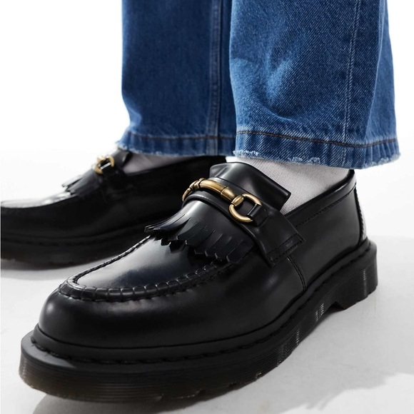 Dr. Martens Shoes - Dr Martens Adrian Snaffle Black Fringe Loafer Size 9 Women / 8 Men NIB